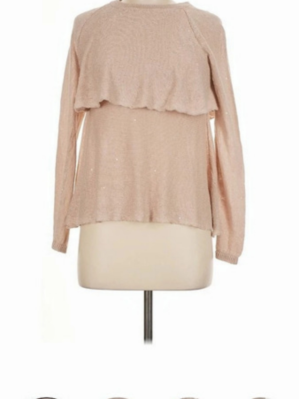 Brunello Cucinelli Layered Front Overlay Sequin Pullover Sweater Pink